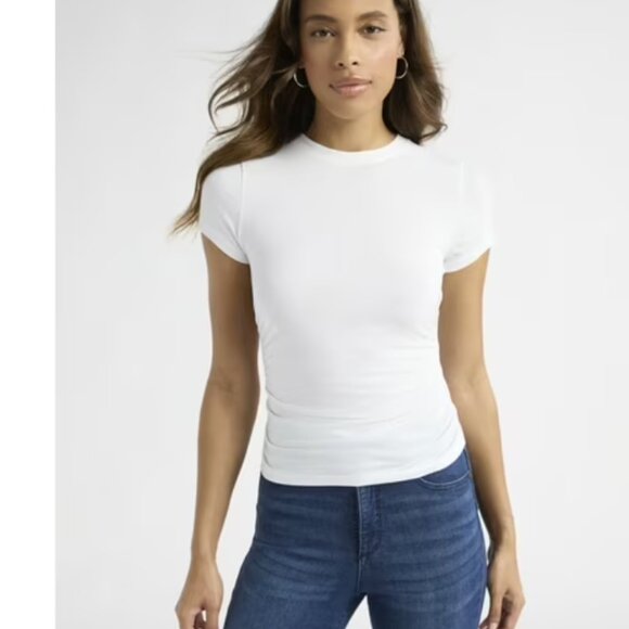 Sofia Jeans Women's Ruched Side Tee with Short Sleeves WHITE NEW  XL - Picture 1 of 12